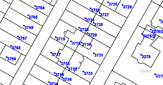 Parcela st. 3730 v KÚ Dejvice, Katastrální mapa