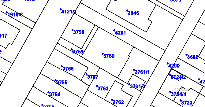 Parcela st. 3760 v KÚ Dejvice, Katastrální mapa