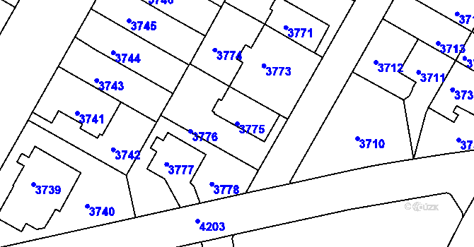 Parcela st. 3775 v KÚ Dejvice, Katastrální mapa