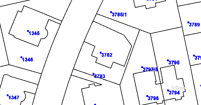 Parcela st. 3782 v KÚ Dejvice, Katastrální mapa