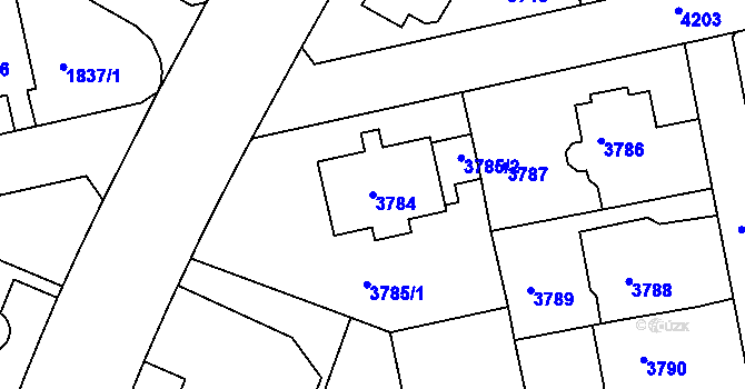 Parcela st. 3784 v KÚ Dejvice, Katastrální mapa