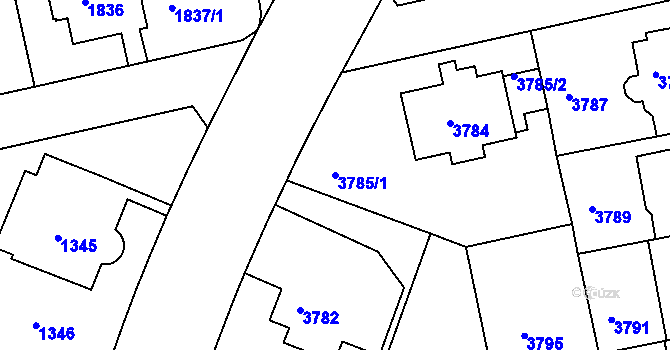 Parcela st. 3785/1 v KÚ Dejvice, Katastrální mapa