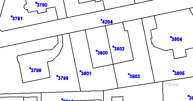 Parcela st. 3800 v KÚ Dejvice, Katastrální mapa