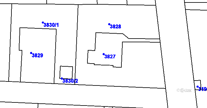 Parcela st. 3827 v KÚ Dejvice, Katastrální mapa