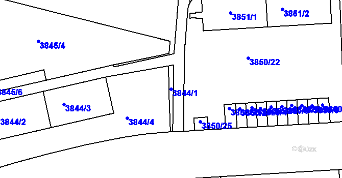 Parcela st. 3844/1 v KÚ Dejvice, Katastrální mapa