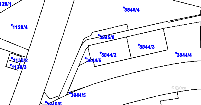 Parcela st. 3844/2 v KÚ Dejvice, Katastrální mapa
