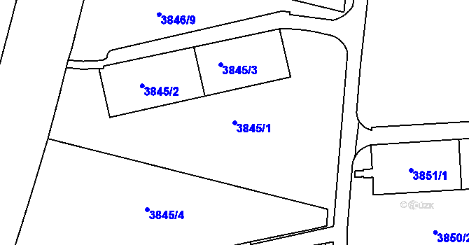 Parcela st. 3845/1 v KÚ Dejvice, Katastrální mapa