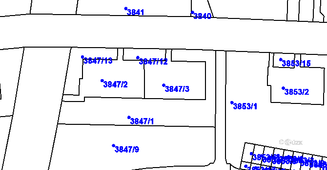 Parcela st. 3847/3 v KÚ Dejvice, Katastrální mapa