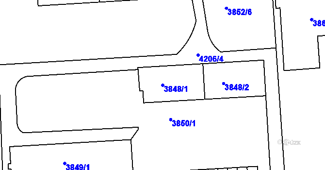 Parcela st. 3848/1 v KÚ Dejvice, Katastrální mapa