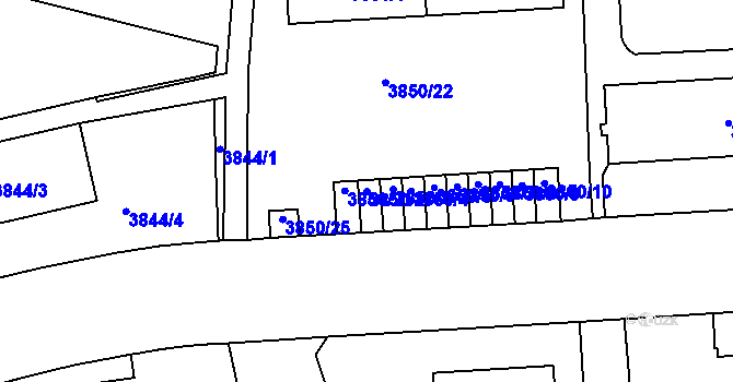 Parcela st. 3850/2 v KÚ Dejvice, Katastrální mapa