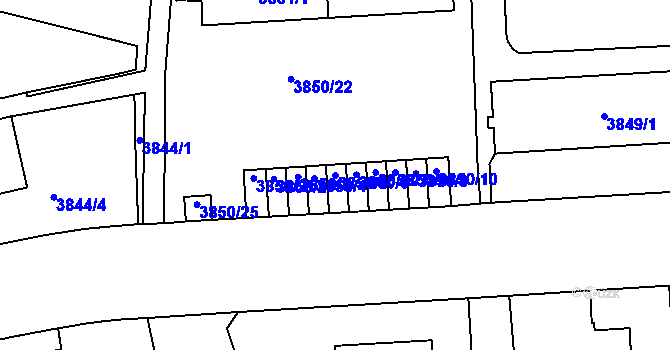 Parcela st. 3850/5 v KÚ Dejvice, Katastrální mapa