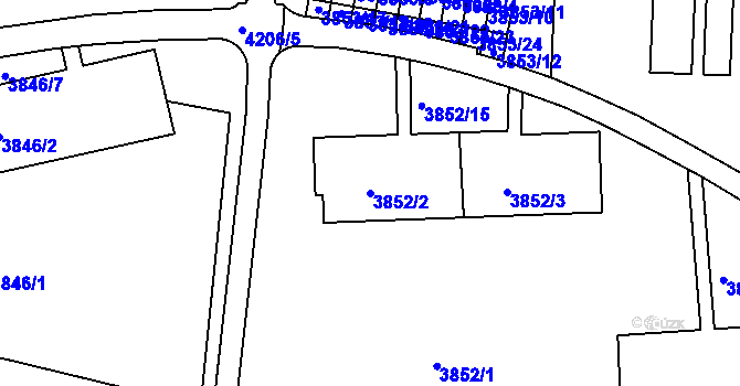 Parcela st. 3852/2 v KÚ Dejvice, Katastrální mapa