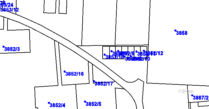Parcela st. 3852/13 v KÚ Dejvice, Katastrální mapa