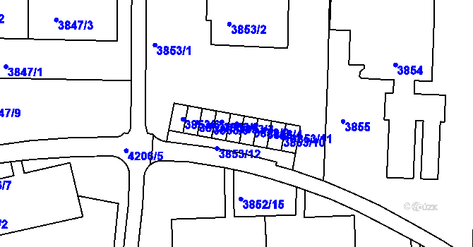 Parcela st. 3853/3 v KÚ Dejvice, Katastrální mapa