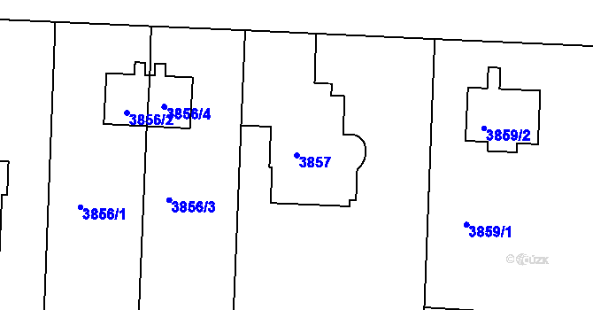 Parcela st. 3857 v KÚ Dejvice, Katastrální mapa
