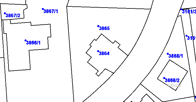 Parcela st. 3864 v KÚ Dejvice, Katastrální mapa