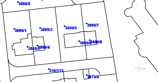 Parcela st. 3869/6 v KÚ Dejvice, Katastrální mapa