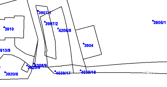 Parcela st. 3904 v KÚ Dejvice, Katastrální mapa