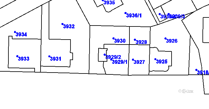 Parcela st. 3929/2 v KÚ Dejvice, Katastrální mapa