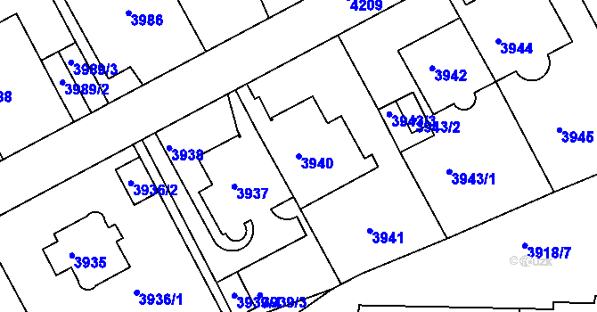 Parcela st. 3940 v KÚ Dejvice, Katastrální mapa