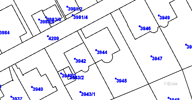 Parcela st. 3944 v KÚ Dejvice, Katastrální mapa