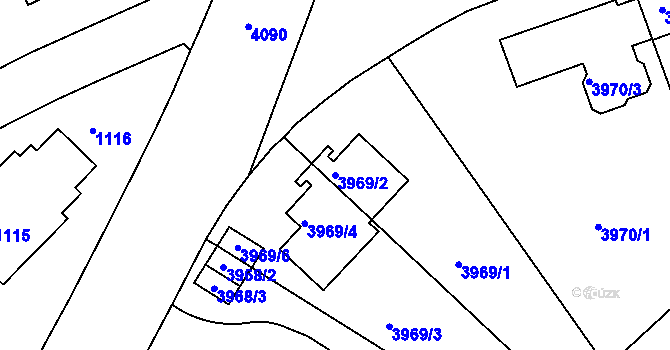 Parcela st. 3969/2 v KÚ Dejvice, Katastrální mapa