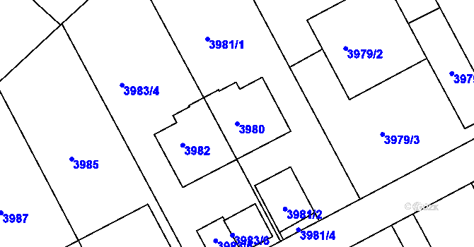 Parcela st. 3980 v KÚ Dejvice, Katastrální mapa