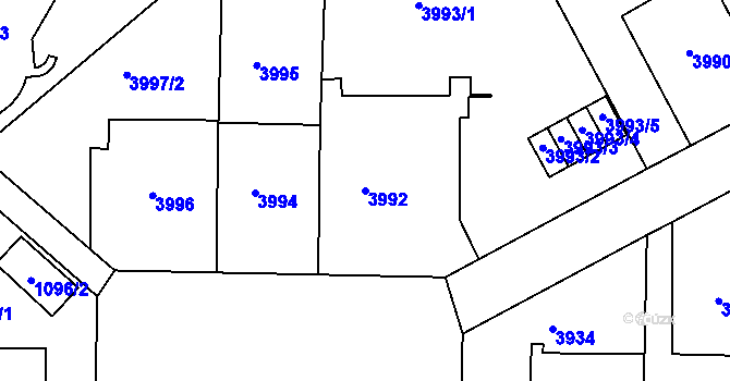 Parcela st. 3992 v KÚ Dejvice, Katastrální mapa