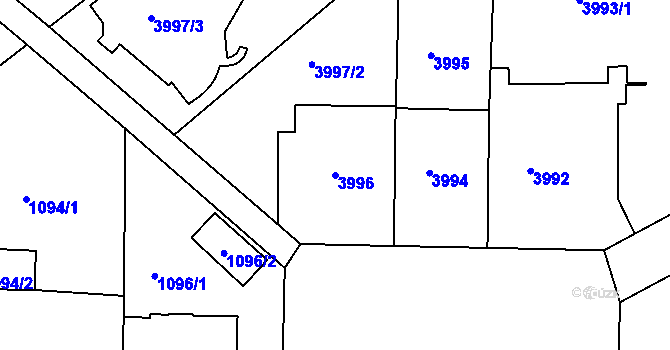 Parcela st. 3996 v KÚ Dejvice, Katastrální mapa