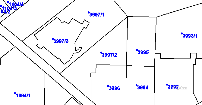 Parcela st. 3997/2 v KÚ Dejvice, Katastrální mapa