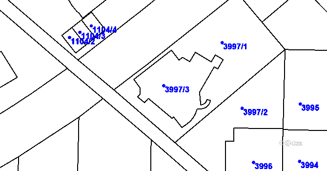Parcela st. 3997/3 v KÚ Dejvice, Katastrální mapa