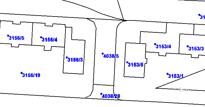 Parcela st. 4038/5 v KÚ Dejvice, Katastrální mapa