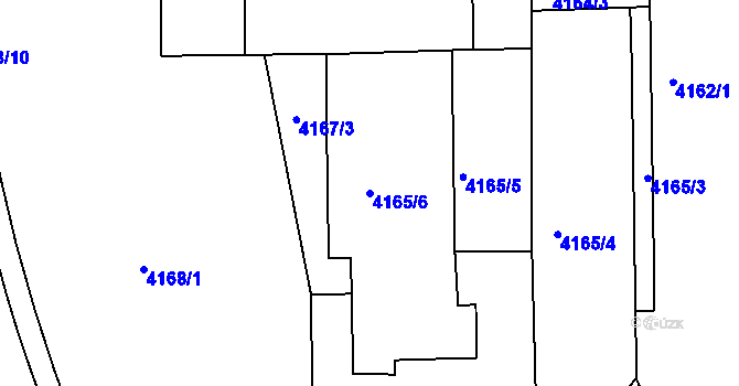 Parcela st. 4165/6 v KÚ Dejvice, Katastrální mapa