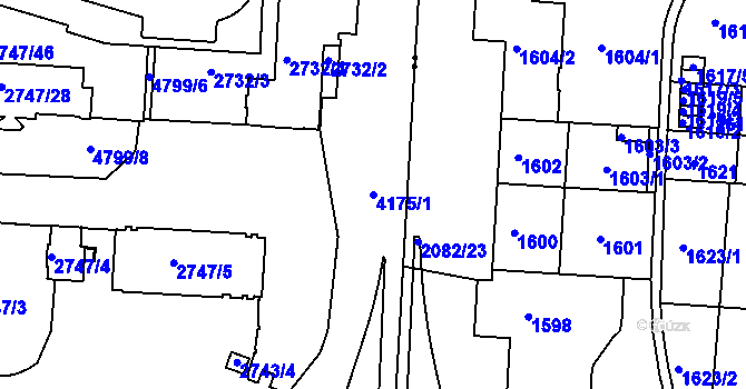 Parcela st. 4175/1 v KÚ Dejvice, Katastrální mapa
