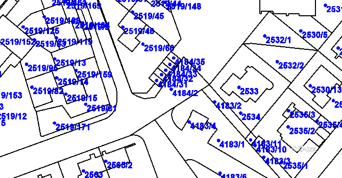 Parcela st. 4184/2 v KÚ Dejvice, Katastrální mapa