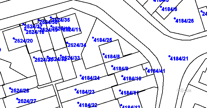 Parcela st. 4184/8 v KÚ Dejvice, Katastrální mapa
