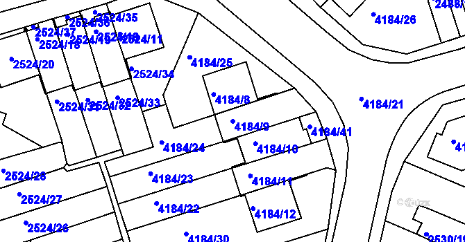 Parcela st. 4184/9 v KÚ Dejvice, Katastrální mapa