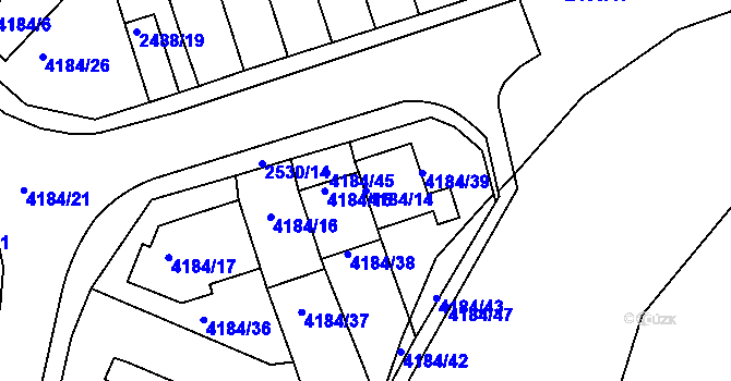 Parcela st. 4184/14 v KÚ Dejvice, Katastrální mapa