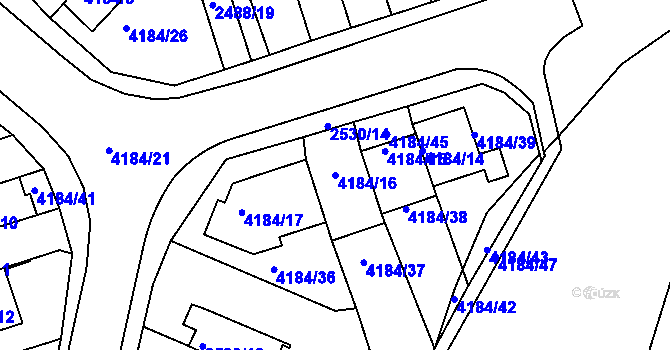 Parcela st. 4184/16 v KÚ Dejvice, Katastrální mapa