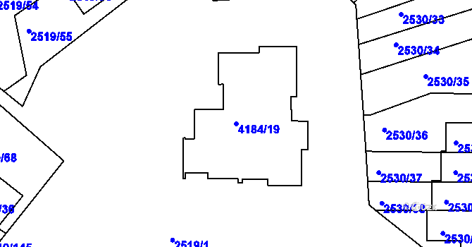 Parcela st. 4184/19 v KÚ Dejvice, Katastrální mapa