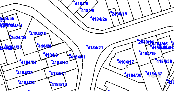 Parcela st. 4184/21 v KÚ Dejvice, Katastrální mapa