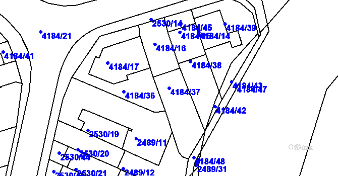 Parcela st. 4184/37 v KÚ Dejvice, Katastrální mapa