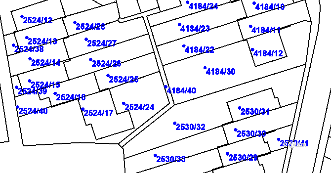 Parcela st. 4184/40 v KÚ Dejvice, Katastrální mapa