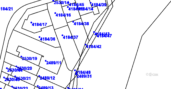Parcela st. 4184/42 v KÚ Dejvice, Katastrální mapa