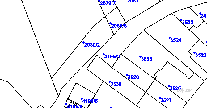 Parcela st. 4195/3 v KÚ Dejvice, Katastrální mapa