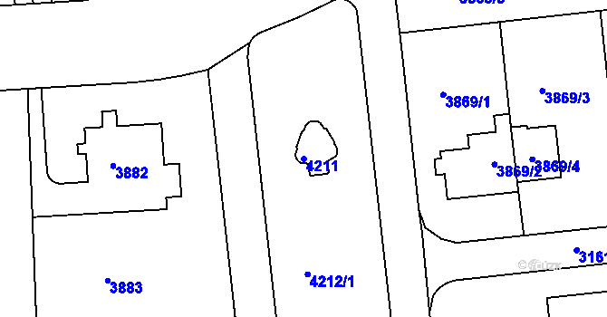 Parcela st. 4211 v KÚ Dejvice, Katastrální mapa