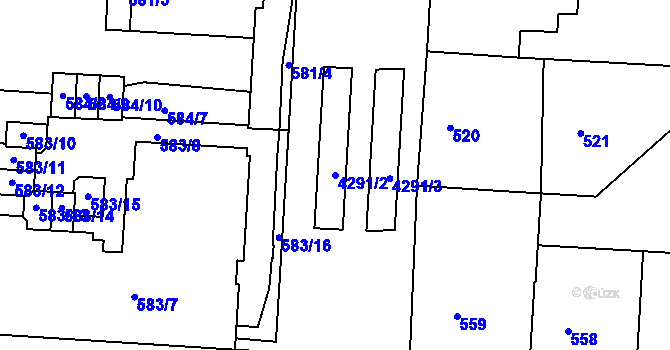 Parcela st. 4291/2 v KÚ Dejvice, Katastrální mapa