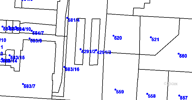 Parcela st. 4291/3 v KÚ Dejvice, Katastrální mapa