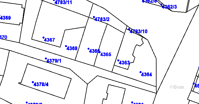 Parcela st. 4365 v KÚ Dejvice, Katastrální mapa