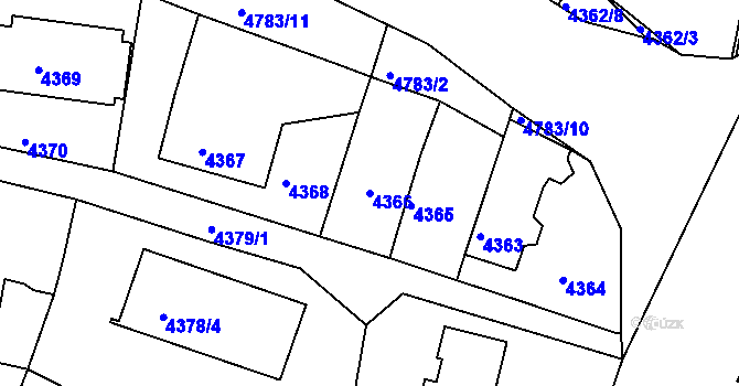 Parcela st. 4366 v KÚ Dejvice, Katastrální mapa